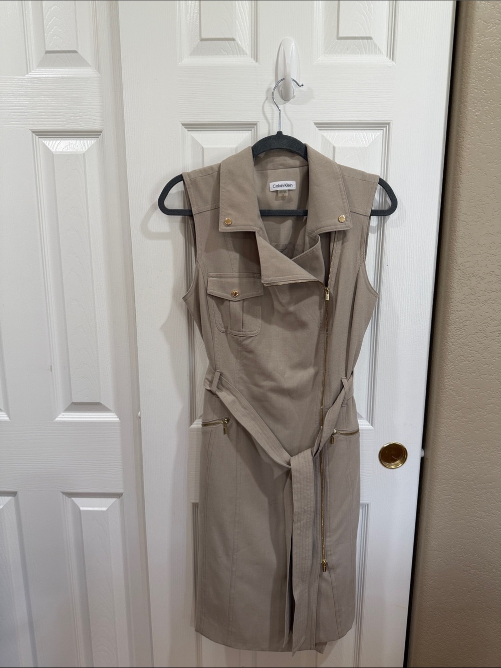 Calvin Klein Taupe Utility Midi Dress with Belt size 12